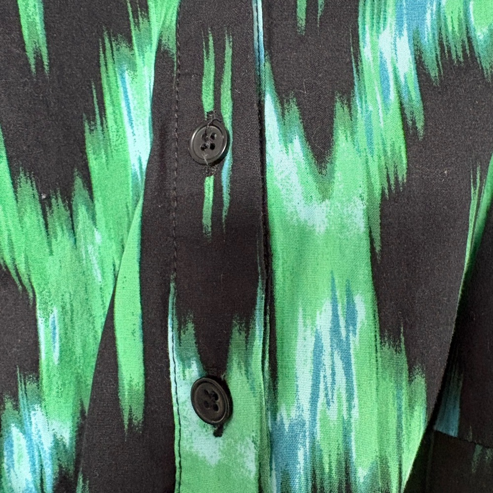 Scoop Green Ikat Midi Dress, Boho Chic Rich Mom Size L - Picture 7 of 9
